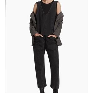 Free People High Roller Overalls Jumpsuit Black Denim XS